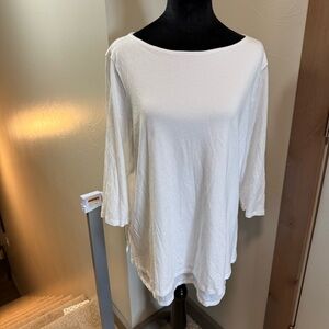 Purejill Boatneck Layered Tunic Top White‎ Modal Blend Stretch Lightweight XL